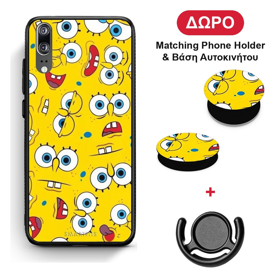 PopArt Sponge - Huawei P20 θήκη + Δώρο Phone Holder & Βάση Αυτοκινήτου