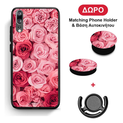 Valentine RoseGarden - Huawei P20 θήκη + Δώρο Phone Holder & Βάση Αυτοκινήτου