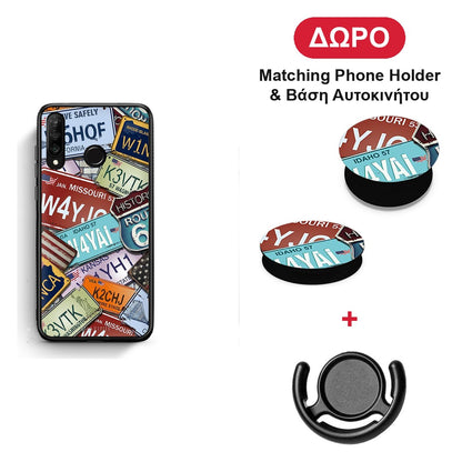 Car Plates - Huawei P30 Lite θήκη + Δώρο Phone Holder & Βάση Αυτοκινήτου