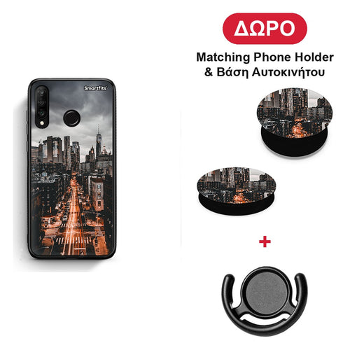 City Lights - Huawei P30 Lite θήκη + Δώρο Phone Holder & Βάση Αυτοκινήτου