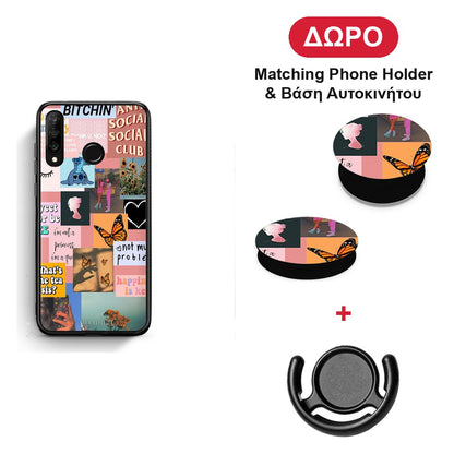 Collage Bitchin - Huawei P30 Lite θήκη + Δώρο Phone Holder & Βάση Αυτοκινήτου