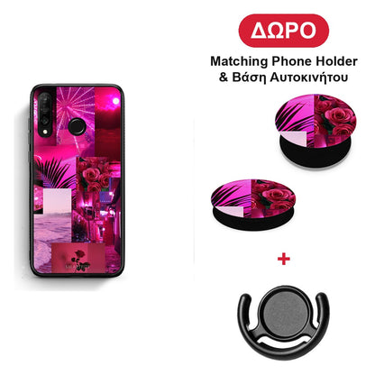Collage Red Roses - Huawei P30 Lite θήκη + Δώρο Phone Holder & Βάση Αυτοκινήτου