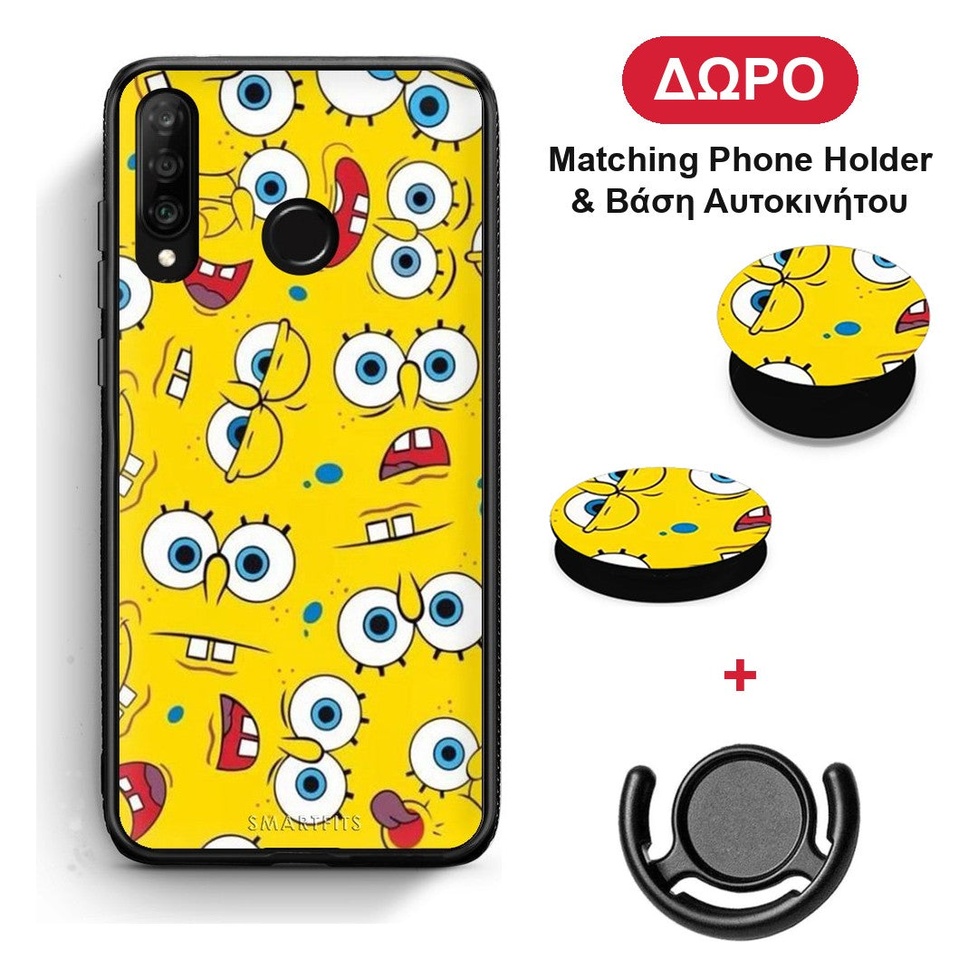 PopArt Sponge - Huawei P30 Lite θήκη + Δώρο Phone Holder & Βάση Αυτοκινήτου