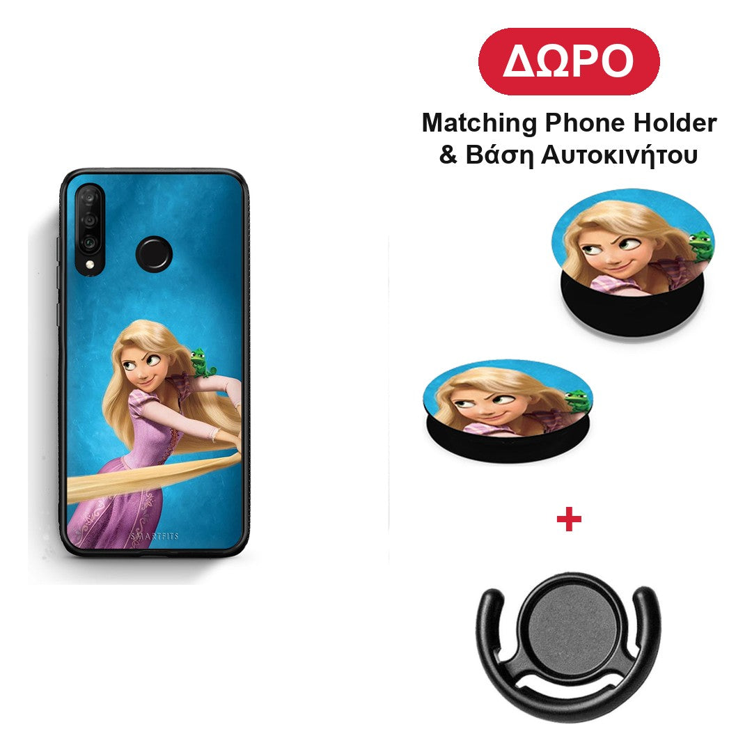 Tangled 2 - Huawei P30 Lite θήκη + Δώρο Phone Holder & Βάση Αυτοκινήτου