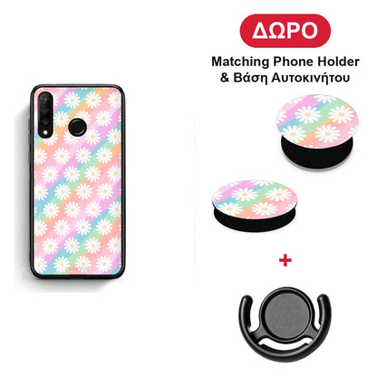 White Daisies - Huawei P30 Lite θήκη + Δώρο Phone Holder & Βάση Αυτοκινήτου