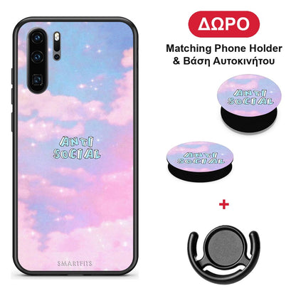 Anti Social - Huawei P30 Pro θήκη + Δώρο Phone Holder & Βάση Αυτοκινήτου