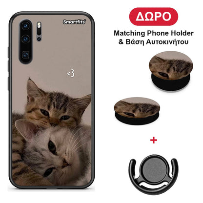 Cats In Love - Huawei P30 Pro θήκη + Δώρο Phone Holder & Βάση Αυτοκινήτου