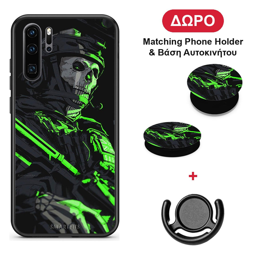 Green Soldier - Huawei P30 Pro θήκη + Δώρο Phone Holder & Βάση Αυτοκινήτου