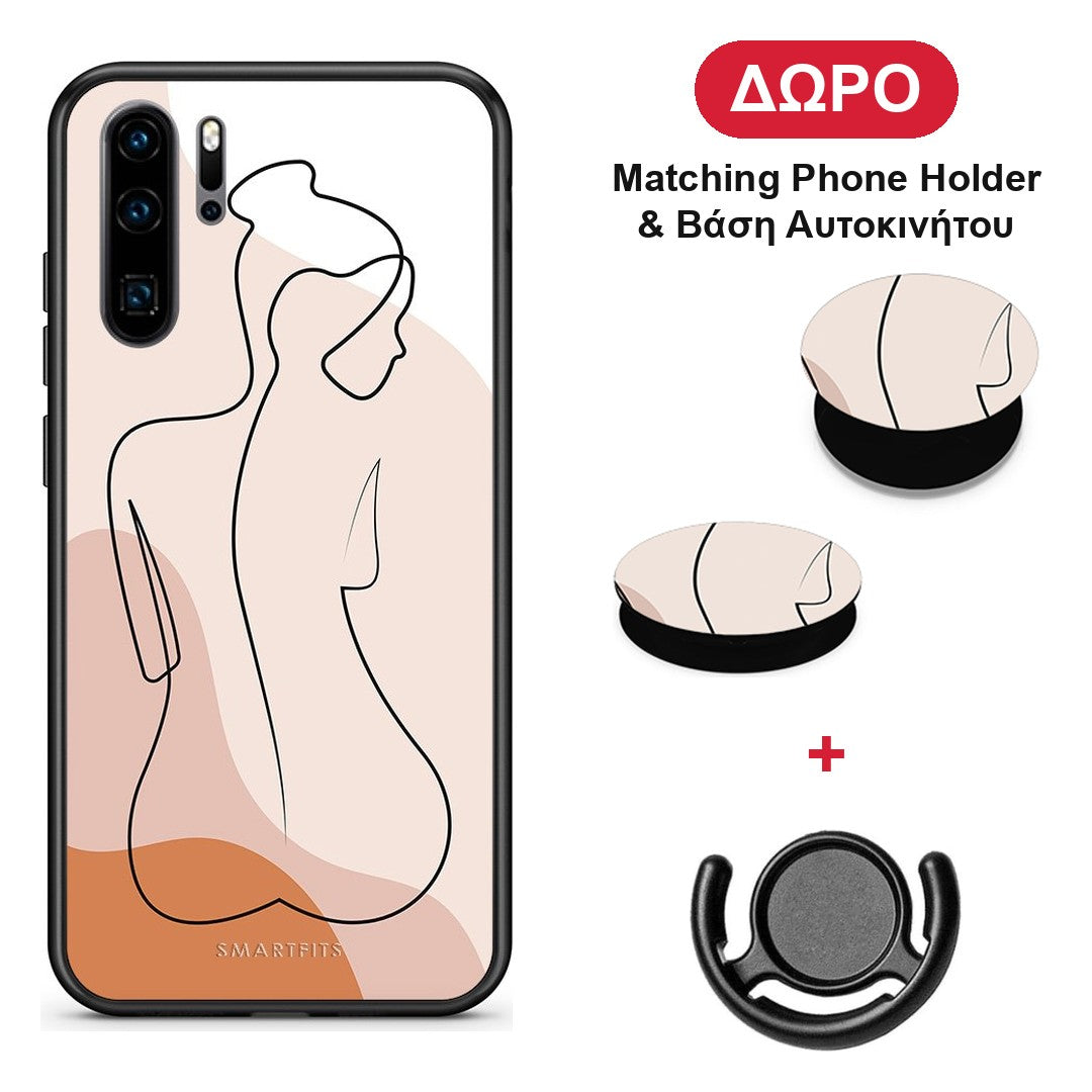 LineArt Woman - Huawei P30 Pro θήκη + Δώρο Phone Holder & Βάση Αυτοκινήτου