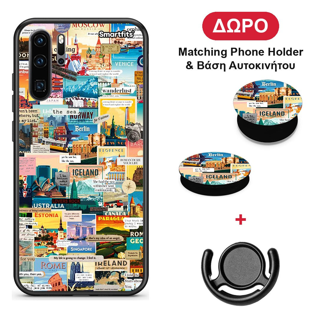 Live To Travel - Huawei P30 Pro θήκη + Δώρο Phone Holder & Βάση Αυτοκινήτου