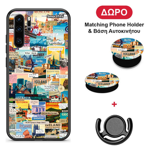 Live To Travel - Huawei P30 Pro θήκη + Δώρο Phone Holder & Βάση Αυτοκινήτου