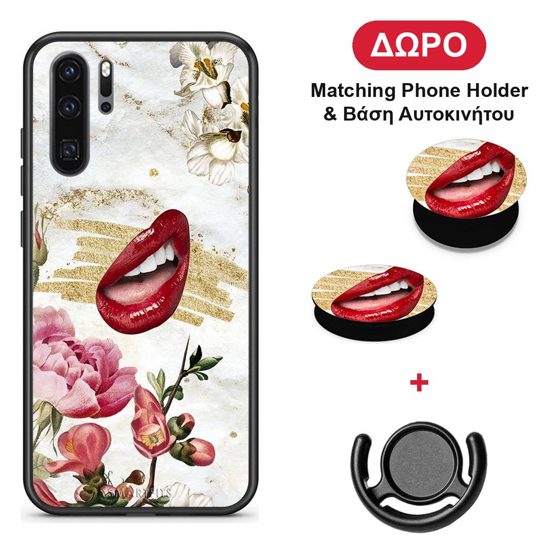 Red Lips - Huawei P30 Pro θήκη + Δώρο Phone Holder & Βάση Αυτοκινήτου