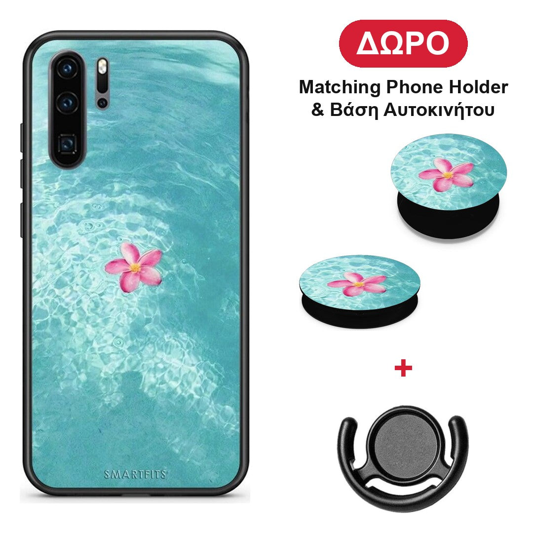 Water Flower - Huawei P30 Pro θήκη + Δώρο Phone Holder & Βάση Αυτοκινήτου