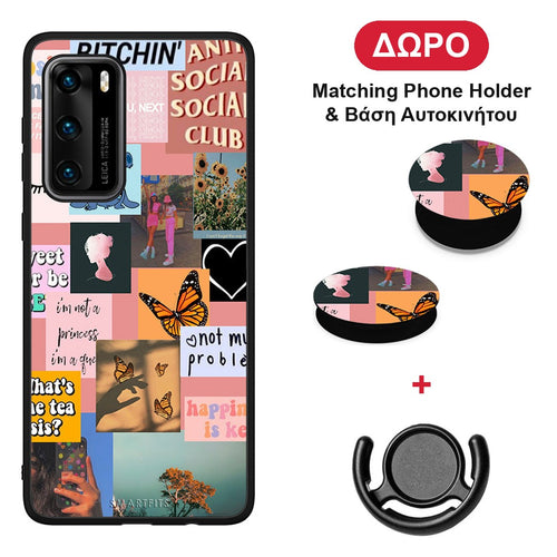 Collage Bitchin - Huawei P40 θήκη + Δώρο Phone Holder & Βάση Αυτοκινήτου