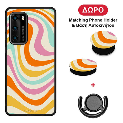 Colourful Waves - Huawei P40 θήκη + Δώρο Phone Holder & Βάση Αυτοκινήτου