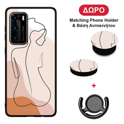 LineArt Woman - Huawei P40 θήκη + Δώρο Phone Holder & Βάση Αυτοκινήτου