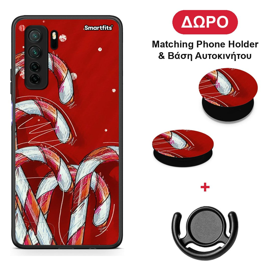 Candy Cane - Huawei P40 Lite 5G θήκη + Δώρο Phone Holder & Βάση Αυτοκινήτου