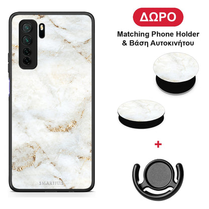 White Gold Marble - Huawei P40 Lite 5G θήκη + Δώρο Phone Holder & Βάση Αυτοκινήτου