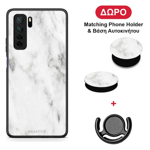 Marble White - Huawei P40 Lite 5G θήκη + Δώρο Phone Holder & Βάση Αυτοκινήτου