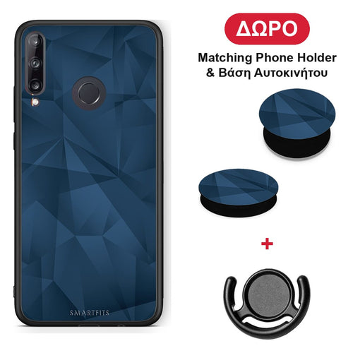 Geometric Blue Abstract - Huawei P40 Lite E θήκη + Δώρο Phone Holder & Βάση Αυτοκινήτου
