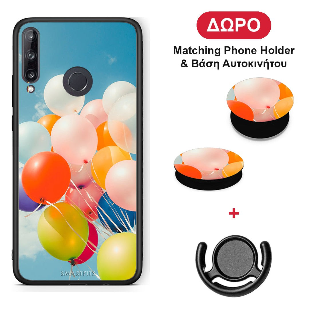 Colorful Balloons - Huawei P40 Lite E θήκη + Δώρο Phone Holder & Βάση Αυτοκινήτου