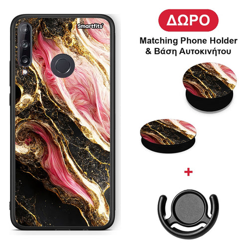 Glamorous Pink Marble - Huawei P40 Lite E θήκη + Δώρο Phone Holder & Βάση Αυτοκινήτου