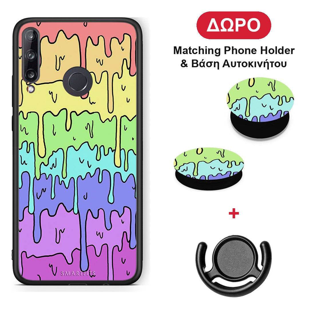 Melting Rainbow - Huawei P40 Lite E θήκη + Δώρο Phone Holder & Βάση Αυτοκινήτου