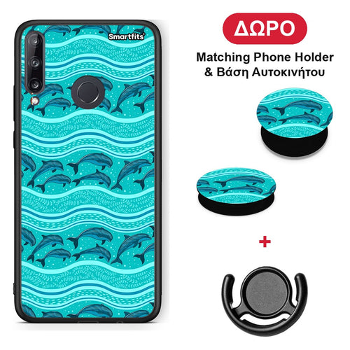 Swimming Dolphins - Huawei P40 Lite E θήκη + Δώρο Phone Holder & Βάση Αυτοκινήτου