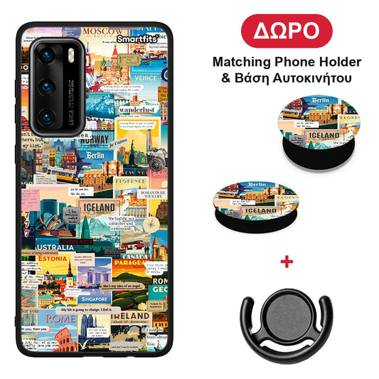 Live To Travel - Huawei P40 θήκη + Δώρο Phone Holder & Βάση Αυτοκινήτου