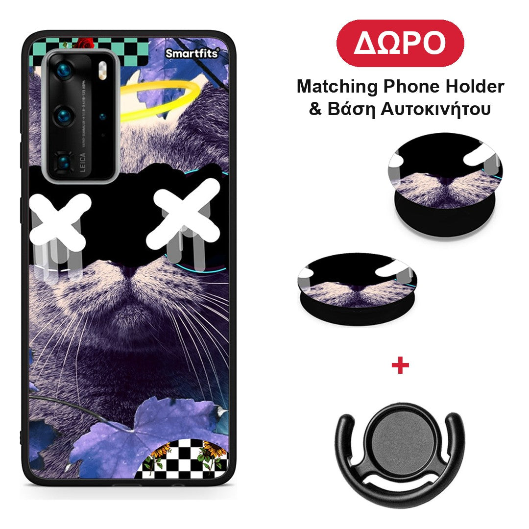 Cat Collage - Huawei P40 Pro θήκη + Δώρο Phone Holder & Βάση Αυτοκινήτου