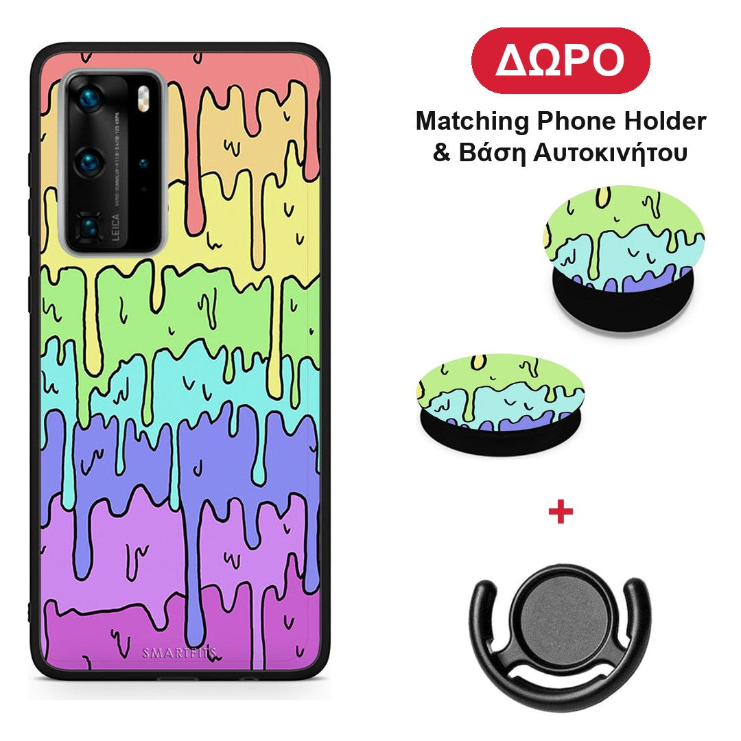 Melting Rainbow - Huawei P40 Pro θήκη + Δώρο Phone Holder & Βάση Αυτοκινήτου