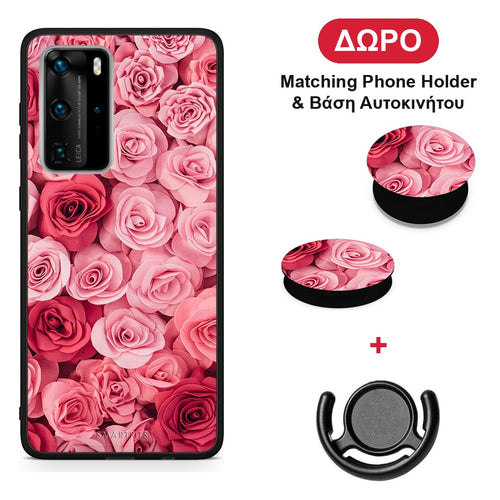 Valentine RoseGarden - Huawei P40 Pro θήκη + Δώρο Phone Holder & Βάση Αυτοκινήτου