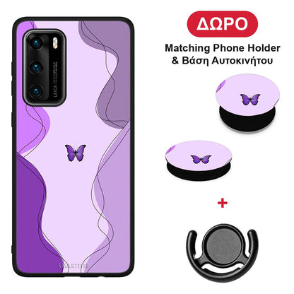 Purple Mariposa - Huawei P40 θήκη + Δώρο Phone Holder & Βάση Αυτοκινήτου