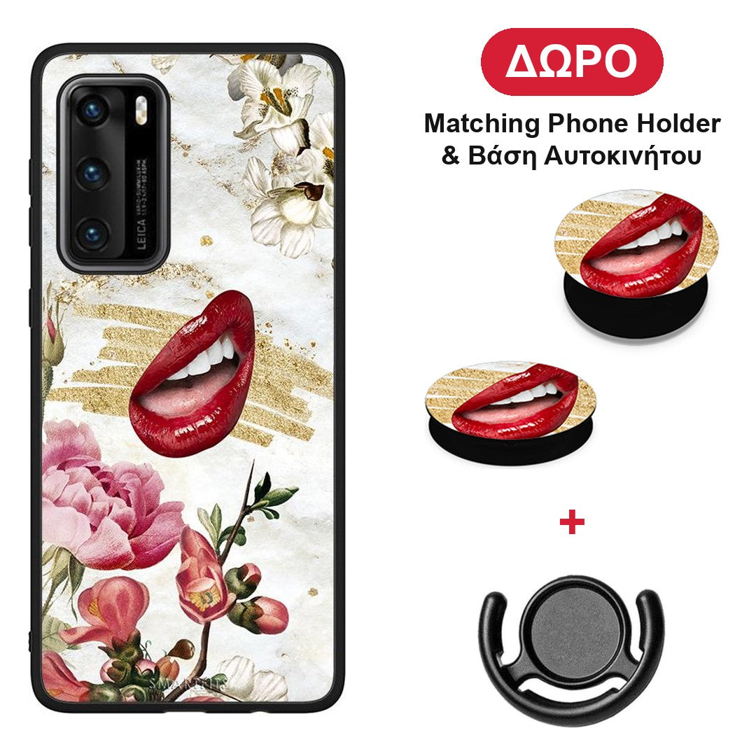 Red Lips - Huawei P40 θήκη + Δώρο Phone Holder & Βάση Αυτοκινήτου