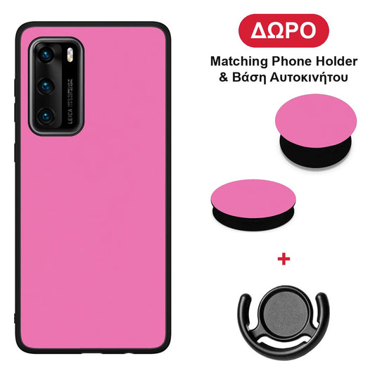 Rose Pink - Huawei P40 θήκη + Δώρο Phone Holder & Βάση Αυτοκινήτου