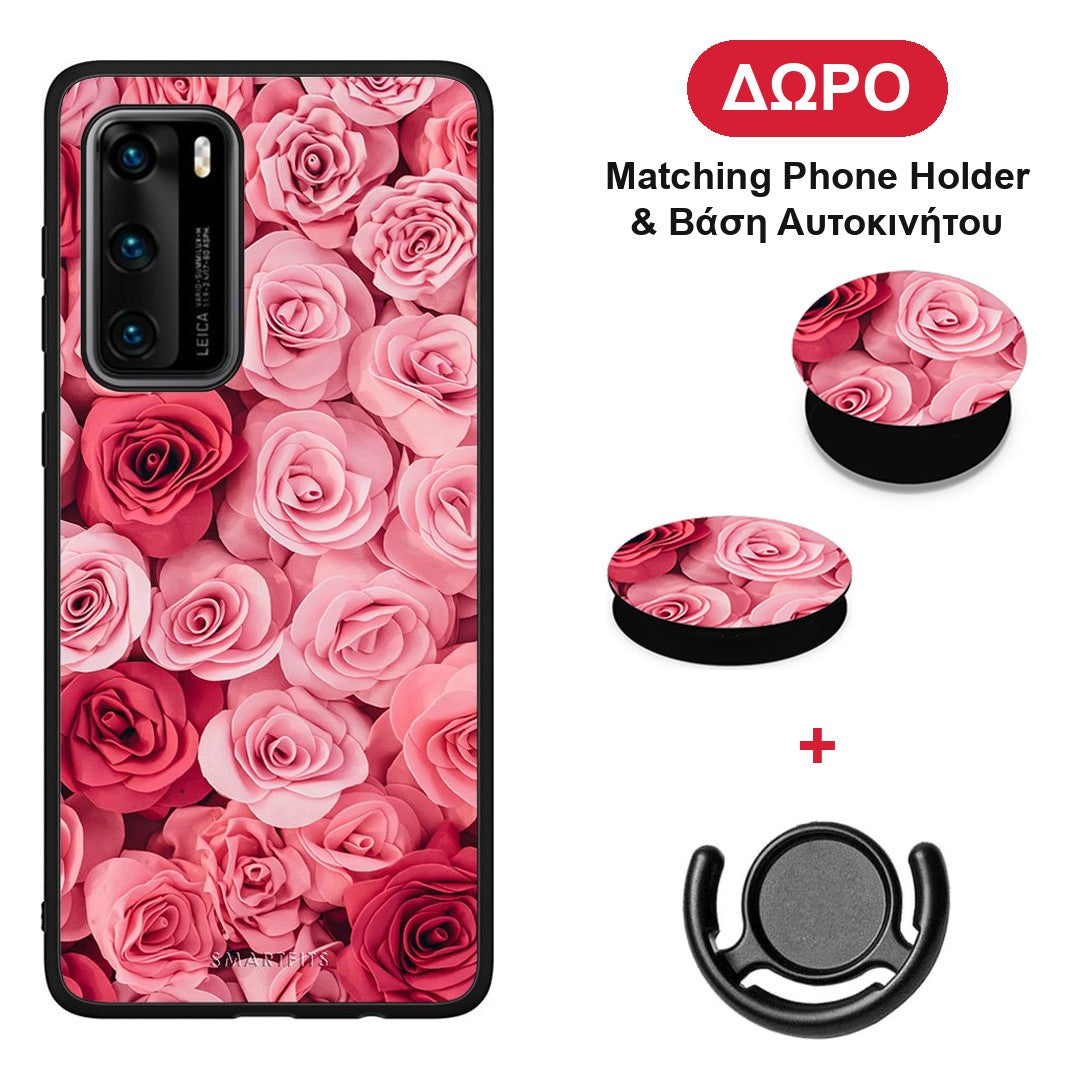 Valentine RoseGarden - Huawei P40 θήκη + Δώρο Phone Holder & Βάση Αυτοκινήτου