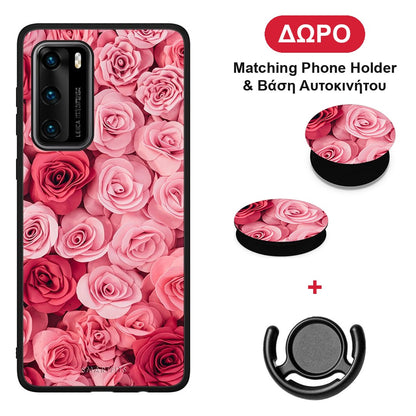 Valentine RoseGarden - Huawei P40 θήκη + Δώρο Phone Holder & Βάση Αυτοκινήτου