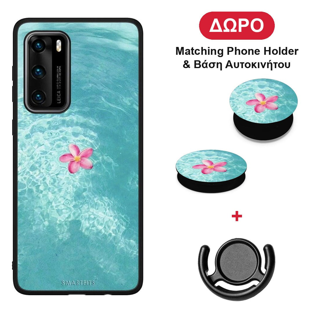 Water Flower - Huawei P40 θήκη + Δώρο Phone Holder & Βάση Αυτοκινήτου