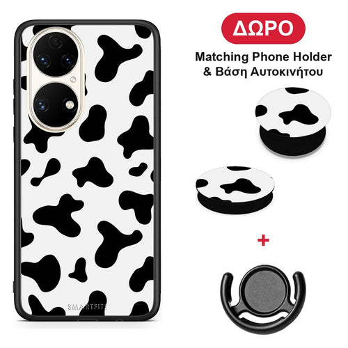 Cow Print - Huawei P50 θήκη + Δώρο Phone Holder & Βάση Αυτοκινήτου