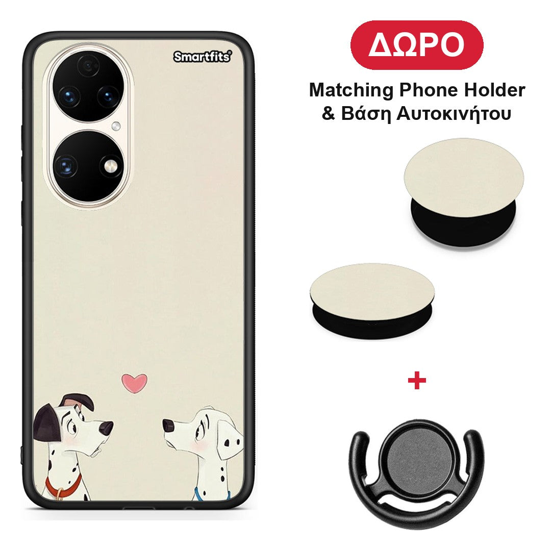 Dalmatians Love - Huawei P50 θήκη + Δώρο Phone Holder & Βάση Αυτοκινήτου