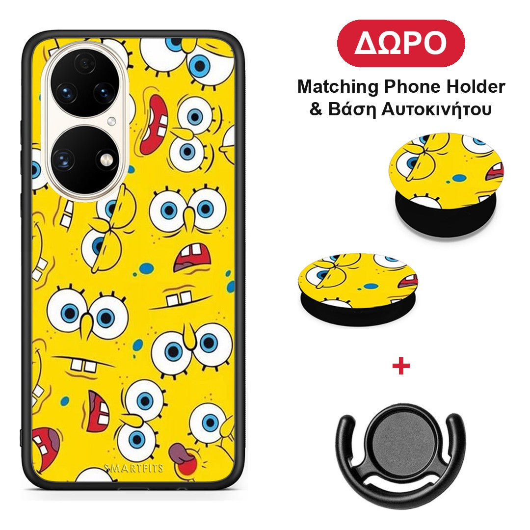 PopArt Sponge - Huawei P50 θήκη + Δώρο Phone Holder & Βάση Αυτοκινήτου
