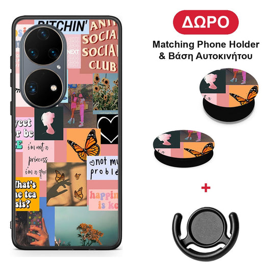 Collage Bitchin - Huawei P50 Pro θήκη + Δώρο Phone Holder & Βάση Αυτοκινήτου