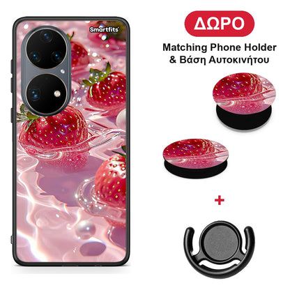 Juicy Strawberries - Huawei P50 Pro θήκη + Δώρο Phone Holder & Βάση Αυτοκινήτου