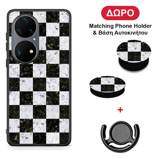Marble Square Geometric - Huawei P50 Pro θήκη + Δώρο Phone Holder & Βάση Αυτοκινήτου