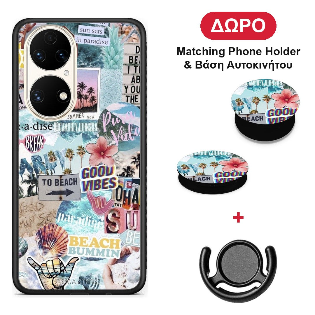 Summer Vibes - Huawei P50 θήκη + Δώρο Phone Holder & Βάση Αυτοκινήτου