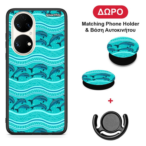 Swimming Dolphins - Huawei P50 θήκη + Δώρο Phone Holder & Βάση Αυτοκινήτου