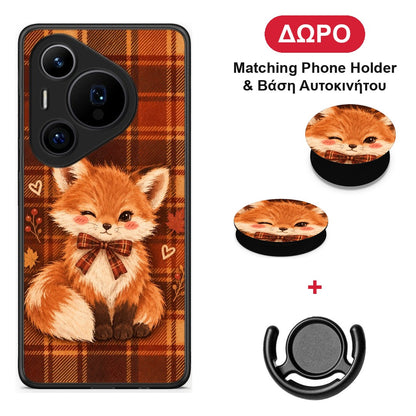Fox on Autumn Tartan - Huawei Pura 70 Pro / 70 Pro+ θήκη + Δώρο Phone Holder & Βάση Αυτοκινήτου