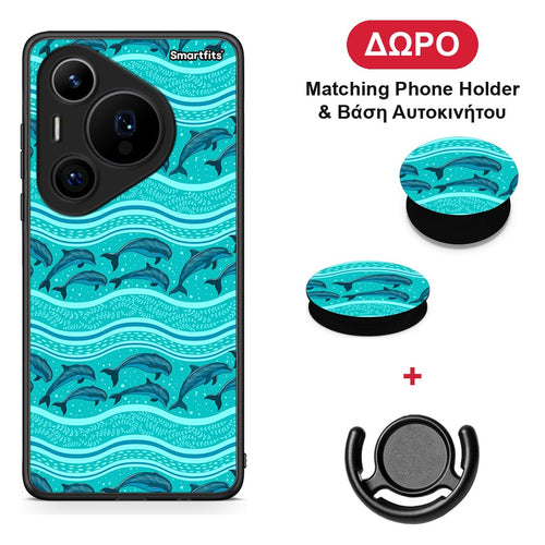 Swimming Dolphins - Huawei Pura 70 Pro / 70 Pro+ θήκη + Δώρο Phone Holder & Βάση Αυτοκινήτου