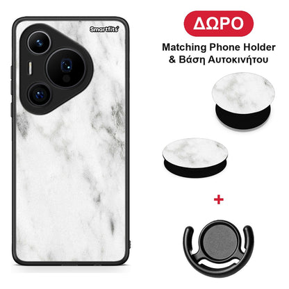 Marble White - Huawei Pura 70 Pro / 70 Pro+ θήκη + Δώρο Phone Holder & Βάση Αυτοκινήτου