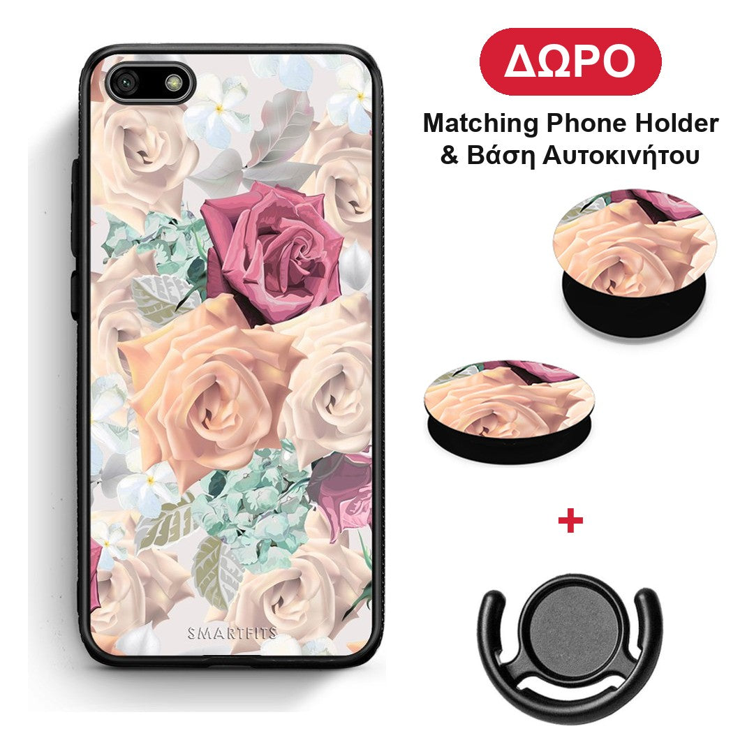 Floral Bouquet - Huawei Y5 2018 / Honor 7S θήκη + Δώρο Phone Holder & Βάση Αυτοκινήτου